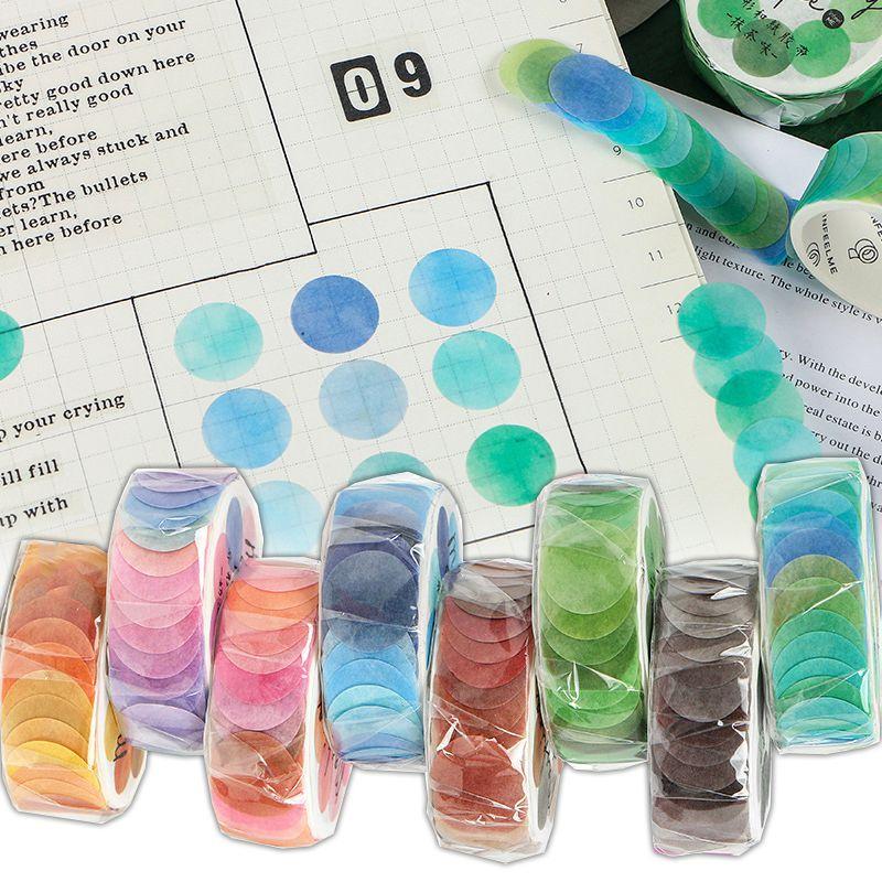 100pcs Washi Tape Round Dot Stickers Unique Gradient Color Designs For Crafting And Journaling