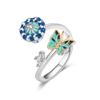 925 Silver Butterfly Open Ring For Women Simple Elegant Zircon Fairy High End Jewelry