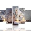 Five Piece Picture Canvas Print Buddha Grey Flowers Stone