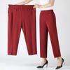 Middle Aged Women's Pants Plus Size Summer Thin High Waiste Elastic Loose Straight Pants Female Casual Trousers