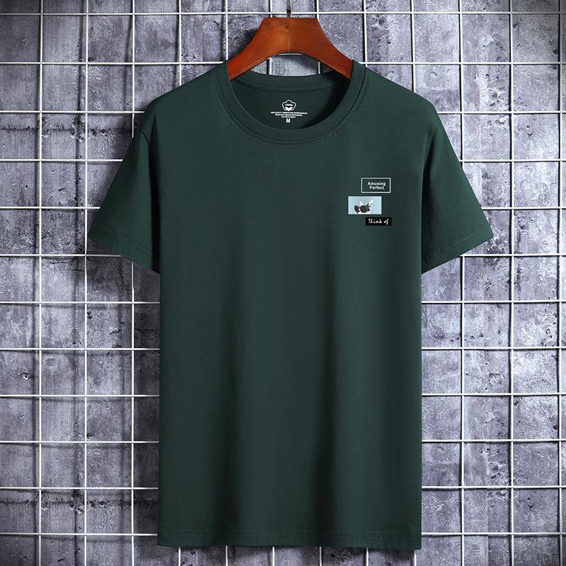 GMXIA T-shirt à manches courtes en coton pour homme, ample et à la mode, imprimé