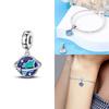Charm Bead Components Copper Metal Authentic Original Sun Pendant Bead Component Blue Star Moon Snowflake Ball Bead Components Compatible With