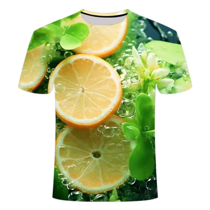 New 3D Fruits Lemon Orange Pritning T Shirt Blueberry Dragon Fruit Graphic T-shirts For Men