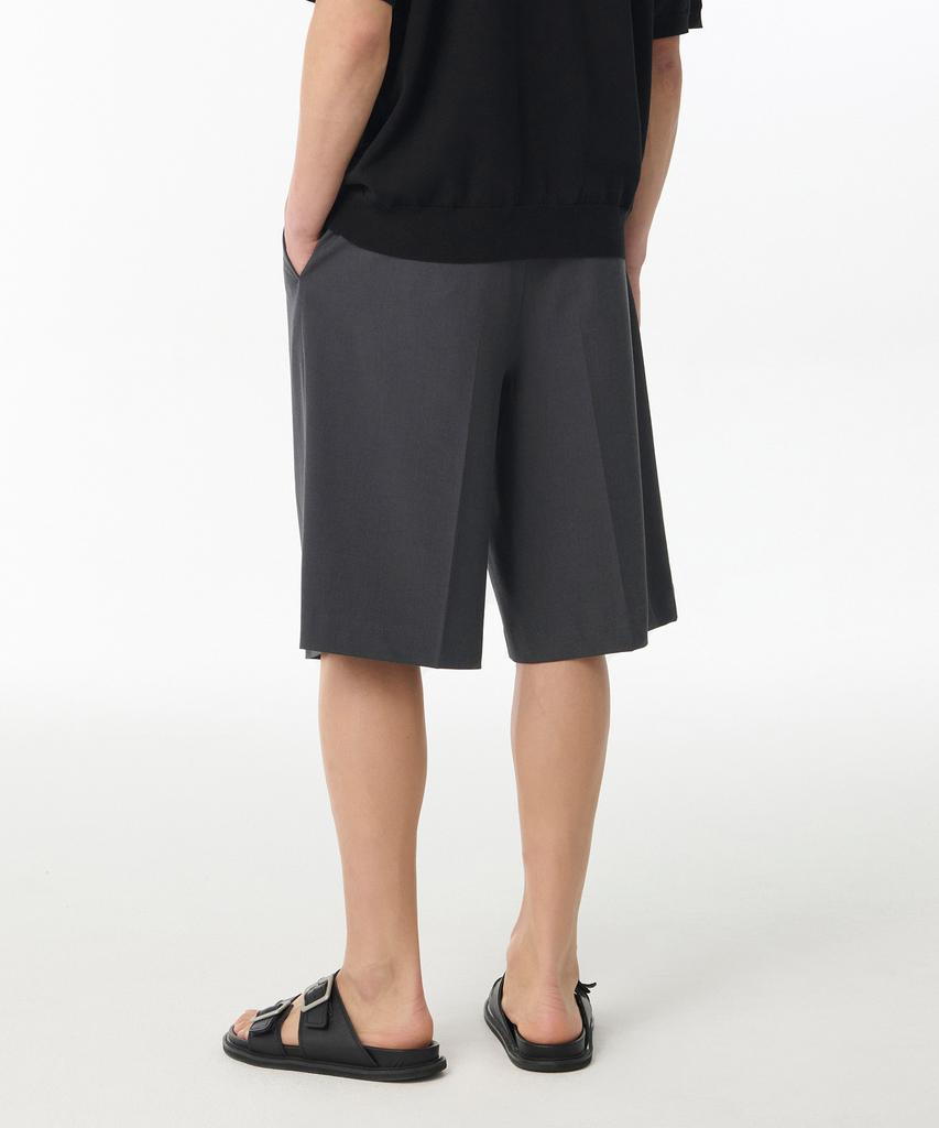 MUSINSA STANDARD Wide Bermuda Hidden Banding Half Slacks [Gray]