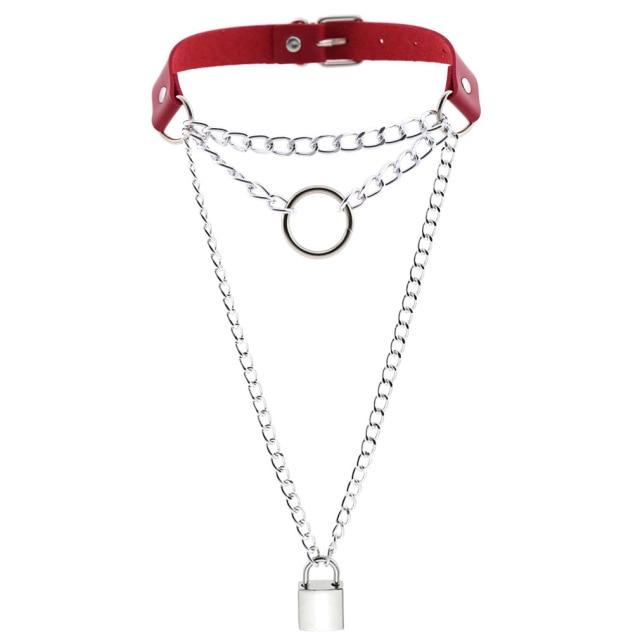 Punk Goth Red PU Leather Choker Collar Sexy Spike Neck Strap Clavicle Necklaces for Women Men Jewelry Gothic Accessories
