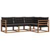 Outdoor Sofa Set with Cushions 4 Pcs Natural and Black
