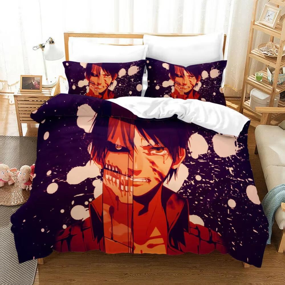 New Anime Attack on Titan Bedding Sets Duvet Cover With Pillowcase Twin Full Queen King Size Soft Home Textiles