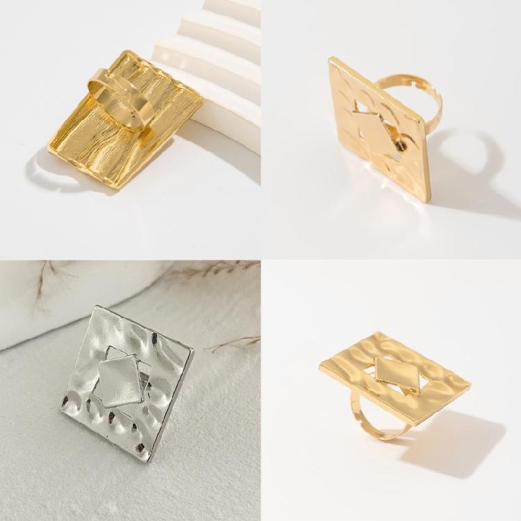 Metal Geometric Rings Fashion Opening Rings Delicate Hand Jewelry Waterproof Rings Alloy Texture Present for Women Girls