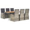 7-teiliges Garten-Ess-Set mit Kissen, graues Poly-Rattan