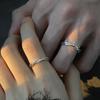 Couple Rings Set Silver Color Simple Opening Adjustable Finger Ring Light Luxury Jewelry For Women Men Anniversary Gift