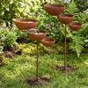 Rusted Garden Rain Catcher Ground Stakes Bird Water Dispenser 3-Tier Metal Bird Bath  Outdoor Yard