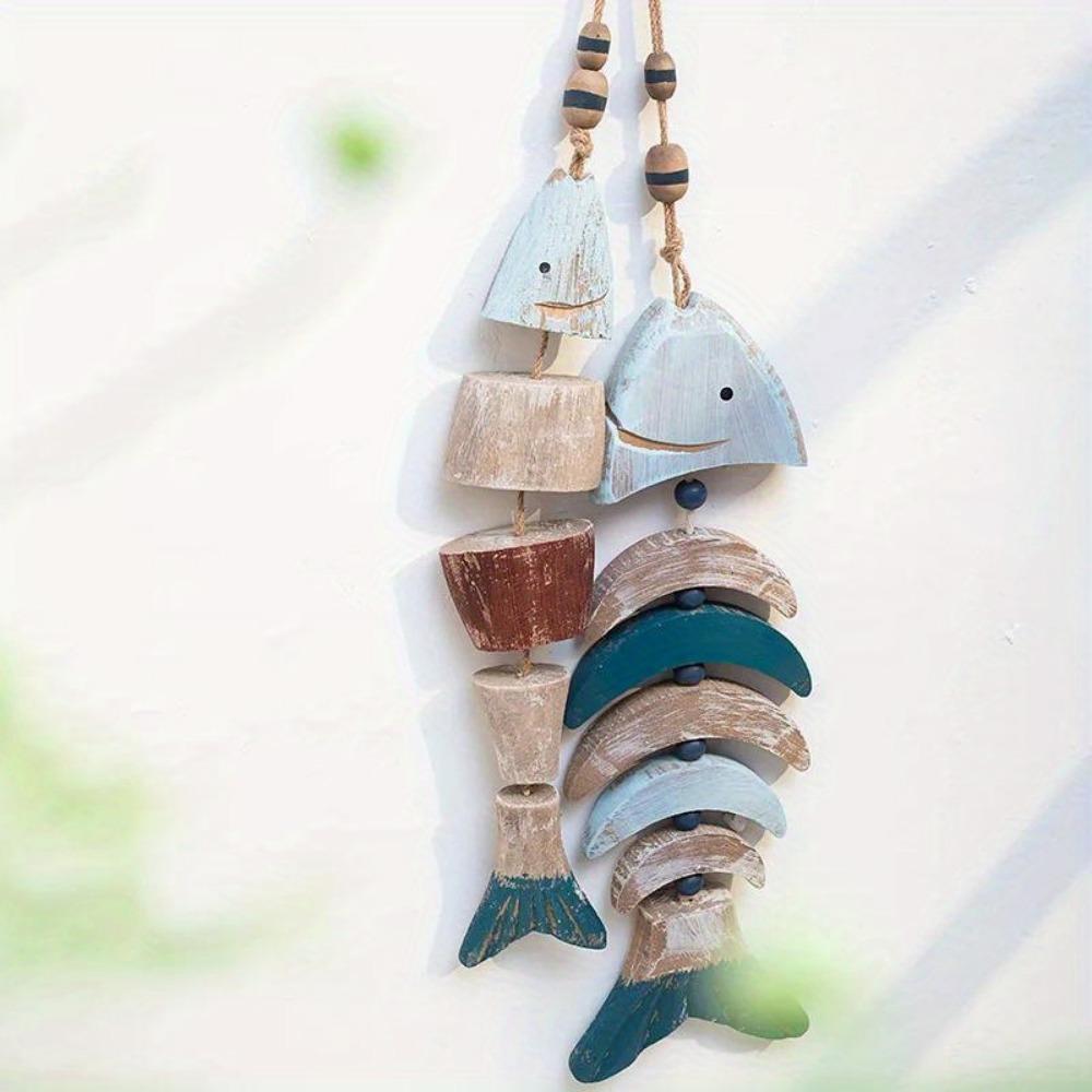 1PC Fish Pendant Mediterranean Wooden Fish Hanging Ornament Wall Art Decoration Coffee Bar Courtyard Home Decor