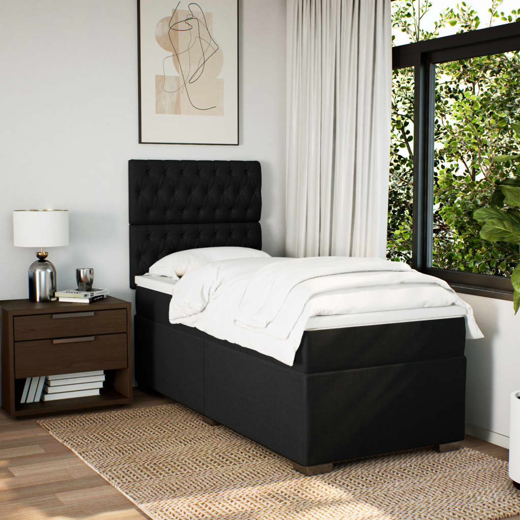 Vidaxl Continental Bed With Mattress, Black, Fabric, 80X200 Cm