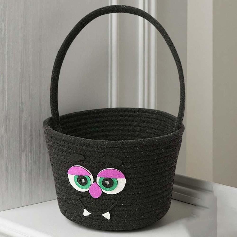 Orange Pumpkin Candy Bucket Cotton Woven Storage Pouch Kids Gift Hamper Trick Treat Tote  Party