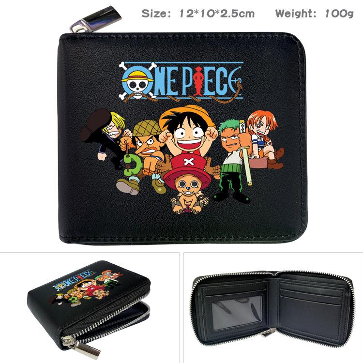 One Piece Anime Zip PU Wallet Luffy Print Short Coin Purse Card Holder