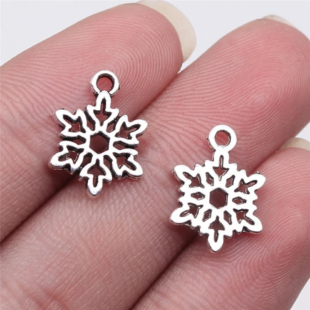 20pcs Metal Zinc Alloy Mix Sizes Snowflakes Charms Fit Jewelry Christmas Pendant Makings DIY Handmade Craft