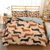 Dachshund Soft Duvet Cover Set Carton Pupy Ultra Soft Breathable Warm Comforter Cover featuring Ziper Adult Peoples plus Children Kids Dog Quen King