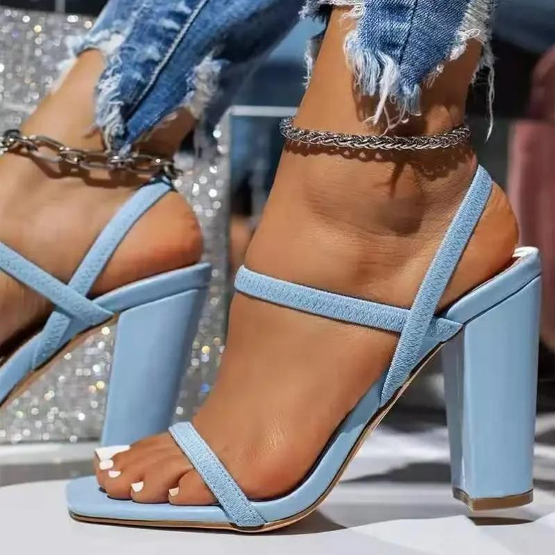 Women'S Shoes Plus Size Summer New Solid Color High Heel Shoes Thick Heel Open Toe Female Sandals Fashion Slippers