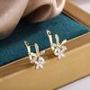 Huitan Small Fresh Flower Hoop Earrings for Women Fancy Bride Wedding Accessories Birthday Girl Gift Daily Wear Fashion Jewelry