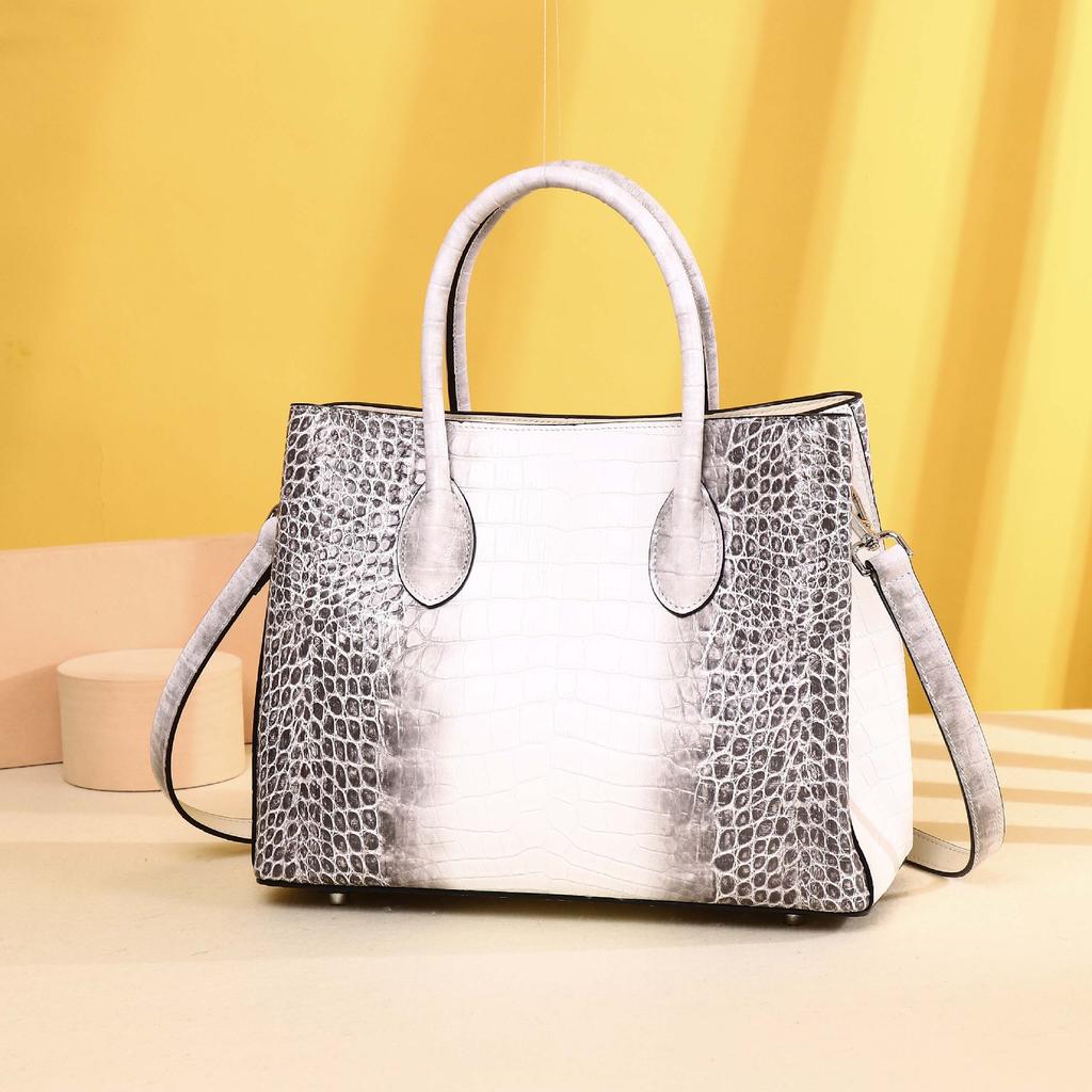 Light Luxury Leather Women's Bag, Classic Large-capacity Garden Bag, Crocodile Pattern Women's Bag, Single-shoulder Crossbody Large Bag