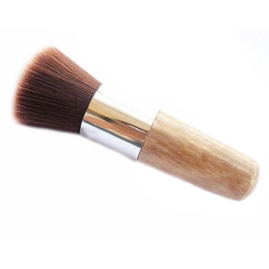 Wooden Handle Flat Top Buffer Makeup Tool Powder Brush Cosmetic Blush Foundation