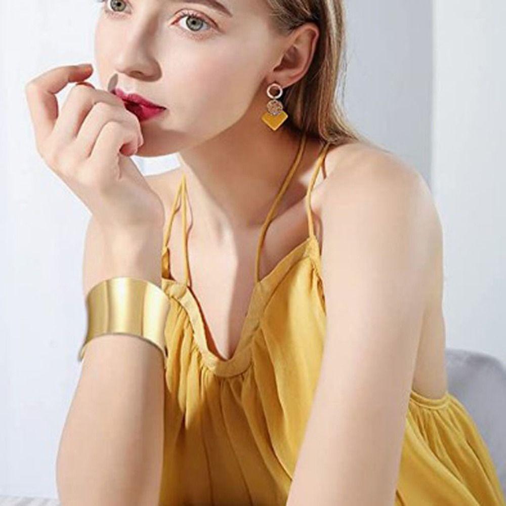 Gold/Silver Cuff Bangle Adjustable Metal Bracelet Fashion Open Armlet Bracelet  Women