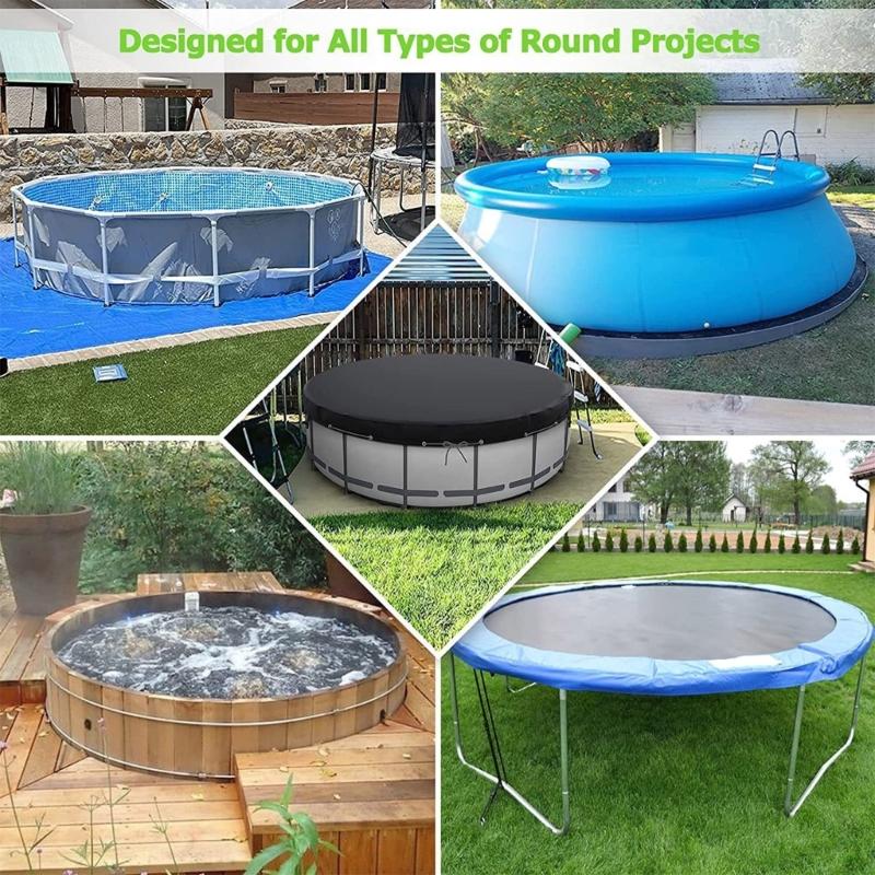 Heavy Duty 4FT Round Pool Cover Heavy Duty Waterproof Round Pool Cover for Above Ground Pool Windproof Rope