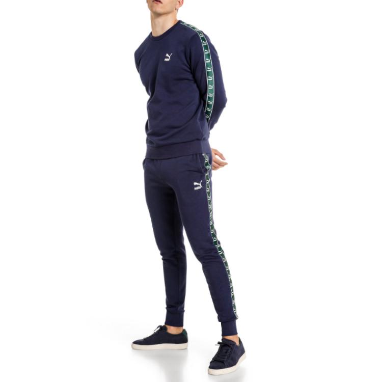 Puma Ecomm Tape Crew Neck Sweatshirt Men Tops Blue 579713-02