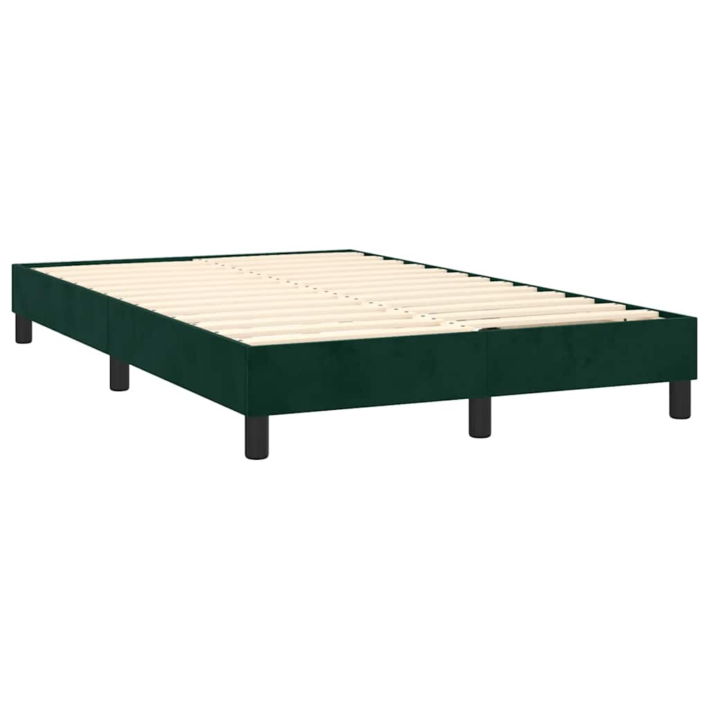 Box Spring Bed with Mattress & LED Dark Green 120 X 200 Cm Velvet