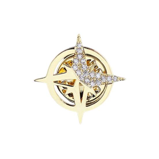 Brooch Six-Pointed Star Alloy Brooch Sparkling Rhinestones Inlaid Suit Corsage Shirt Collar Pin Personalized Badge Buckle