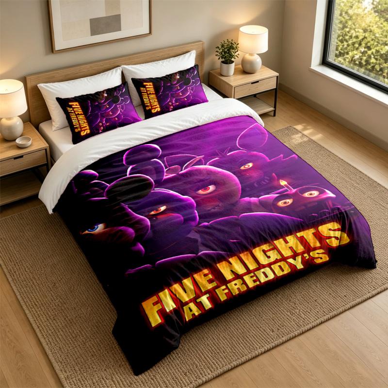 Set Biancheria da Letto Morbido con Fantasia Five Nights at Freddy’s, 1 Copripiumino più 2 Federe Elegante Camera da Letto Tessile per la Casa