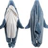 Cartoon Shark Onesie – Flannel Sleeping Bag Wearable Blanket for Adults, Cozy Loungewear for Home & Outdoors