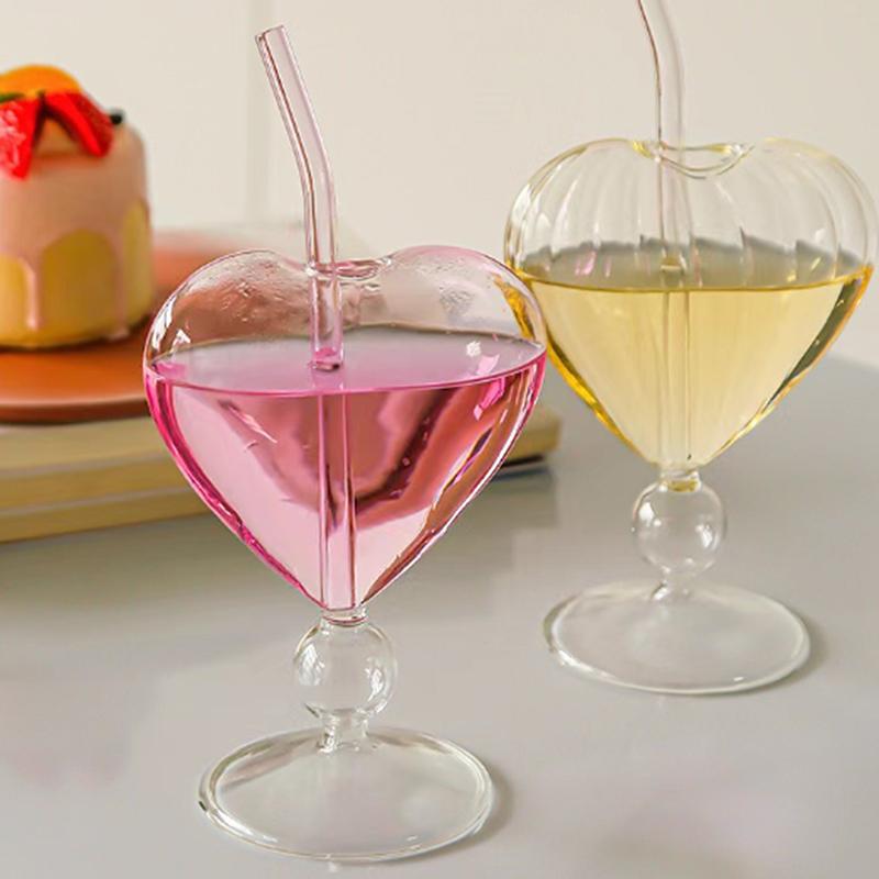 Heart Love Shaped Glass Mug Couple Cups Bird And Various Cocktail Glass Cup Tea Beer Mugs Milk Coffee Cup Gift Drinkware