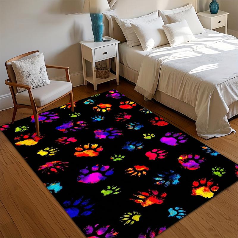 Rainbow Paw Print Carpets for Living Room Non-Slip Washable Rug Bedroom Decor Carpet Home E-sports Chair Rugs Washroom Floor Mat