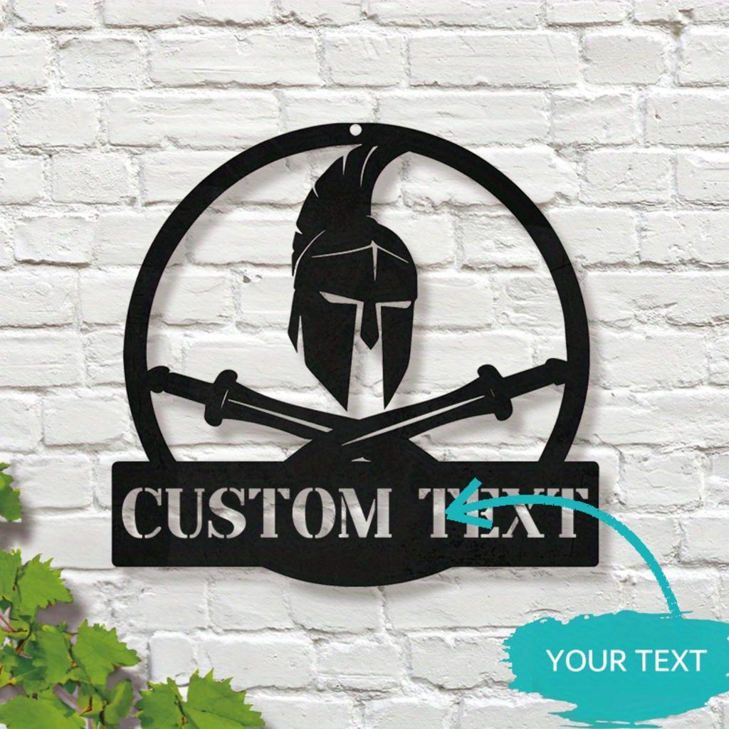 Custom Spartan Warrior Metal Wall Art, Personalized Monogram Sign for Home Decor