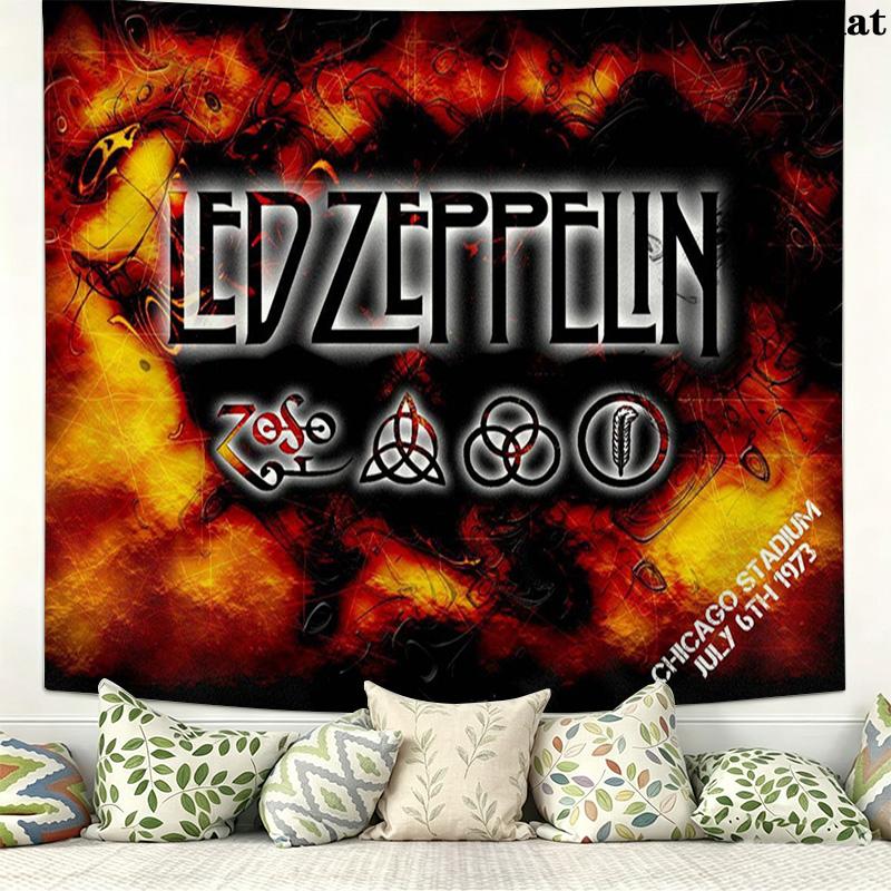 Band Led-Zeppelin Wall Tapestry Aesthetic Wall Hanging Printed Fabric Blanket Decorative Tapestries for Bedroom Living Room Home Decor