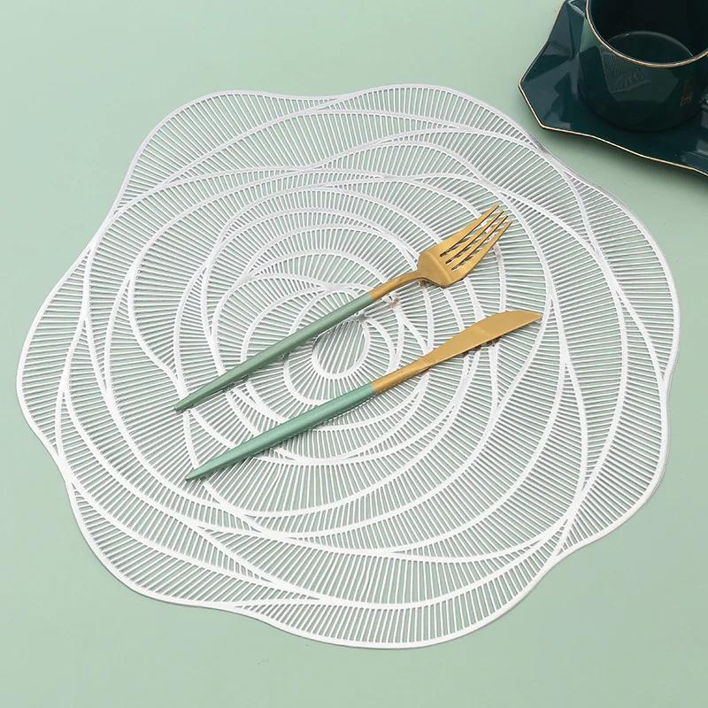 Placemats Rose Gold Place Mat Coaster Washable PVC Table Mats Non-Slip Placemat for Christmas Wedding Dining Table Kitchen Decor