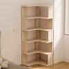 Solid Wood Corner Bookshelf - Floor-Standing Right Angle Storage Rack