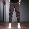 Men's Trendy Black Corduroy Joggers - Korean Style Elastic Waist Sweatpants for Spring and Autumn