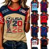 Women's USA Casual Short Sleeve Soccer Print Neck T-Shirt