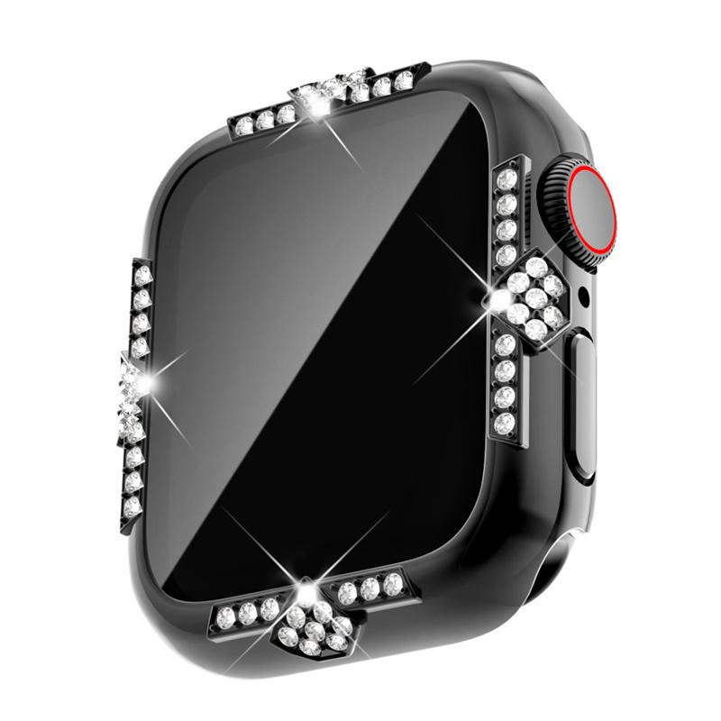 Transparante holle Bling Diamond PC-hoes voor Apple Watch 40 44 41 45 mm beschermhoes voor iWatch-serie 9 8 7 6 5 SE2 SE3
