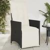 Vidaxl Folding Garden Armchair With Cushions, Black Poly Rattan