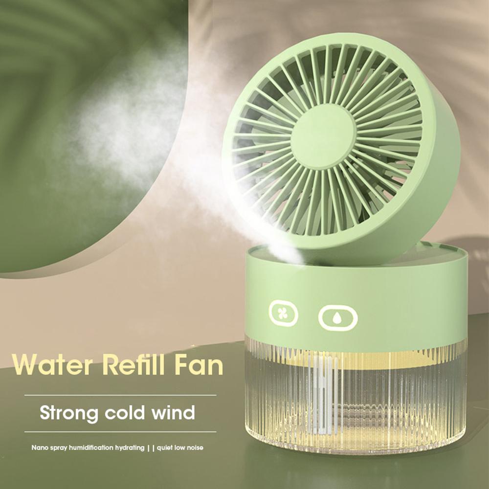 Portable Fan Air Humidifier 350ml Water Cooler Table Fan 1500mAh Usb Rechargeable Fan Essential Oil Diffuser Night Light Car Fan