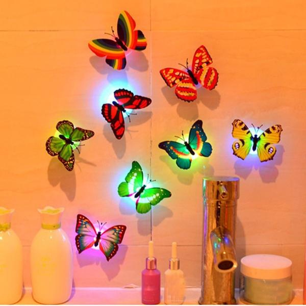 Color Changing Cute Butterfly LED Night Light Home Room Desk Wall Decor