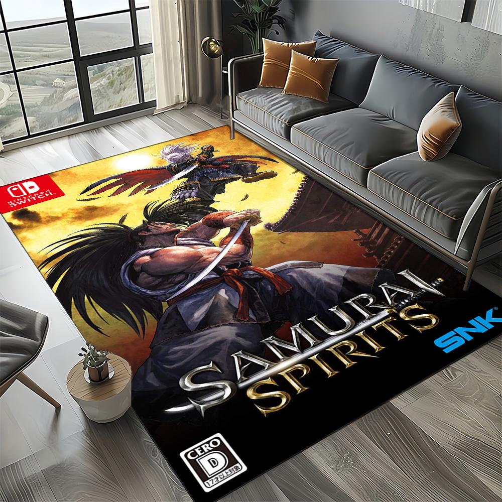 Retro Spiel Samurai Spirits Shodown Haohmaru Cartoon Teppich für Wohnzimmer Schlafzimmer Zuhause Sofa Dekoration, Rutschfeste Bodenmatte