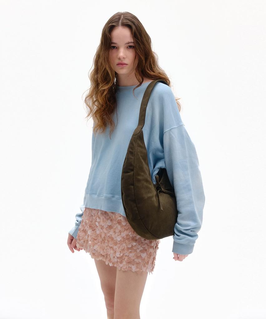 Bowtique Crescent Suede Hobo Bag_Khaki