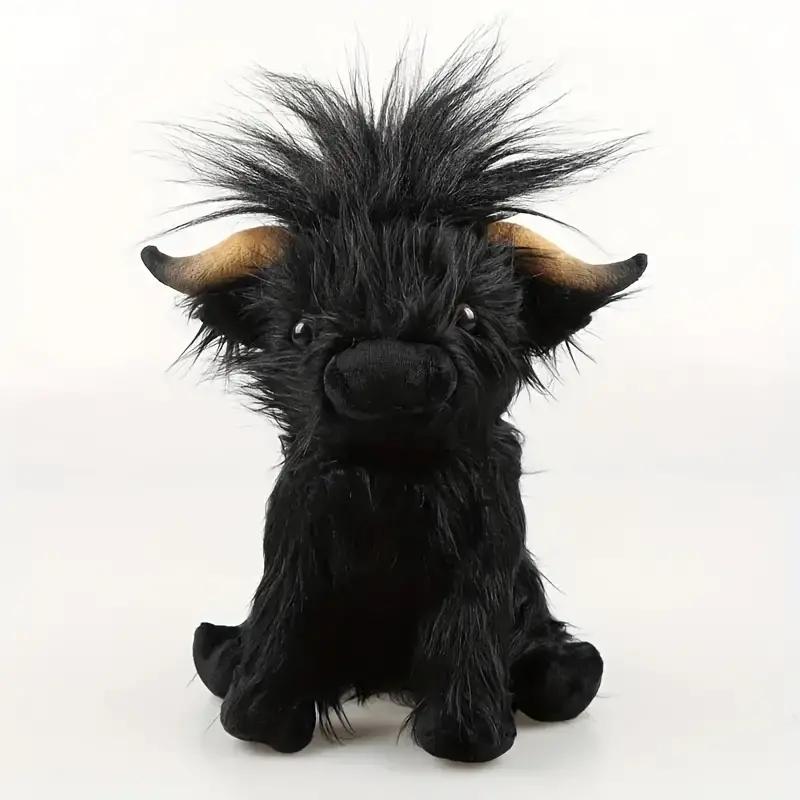 Poupée Peluche Vache Highland Kyloe Crème Simulation 30cm Peluche Douce Vache Highland Bovin Peluche Cadeau Pour Enfants Garçons Filles