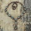Moss Prehnite Gemstone Necklace Electroformed Copper Necklace Handmade Jewelry Adjustable Chain Necklace Electroformed Jewelry Gifts for Her