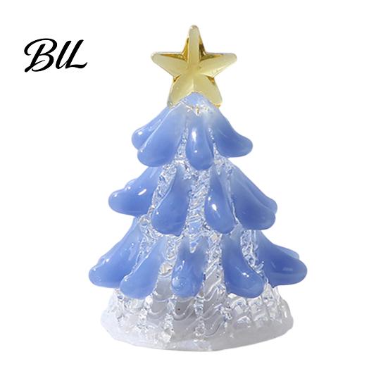 Sparkling Festive Table Centerpiece Handmade Glass Christmas Tree Lighted Figurine, Mini Luminous Xmas Decorative Desktop Night Light, Art Tabletop