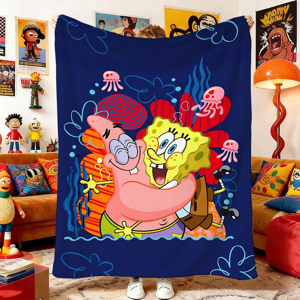 S-Sponge-Bobs Anime Blanket Double Bed Blankets for Baby Home and Decoration Bedspread the Sofa Bedspreads Picnic Throw & Throws